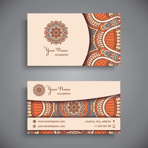 Ethnic decorative elements business card vector 13 ethnic elements decorative business card business   