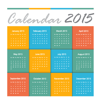 Grid calendar 2015 vector design 04 grid calendar 2015   
