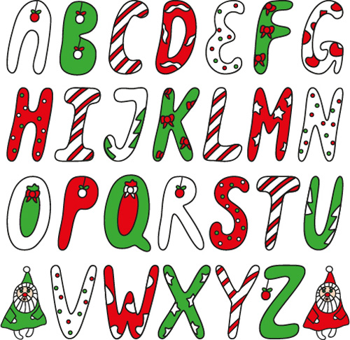 Funny christmas alphabet font vector funny font christmas alphabet   
