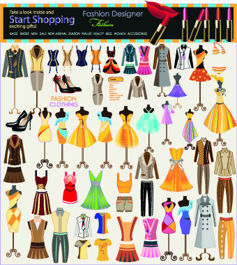 Fashion elements and clothing vector 03 fashion elements fashion elements element   