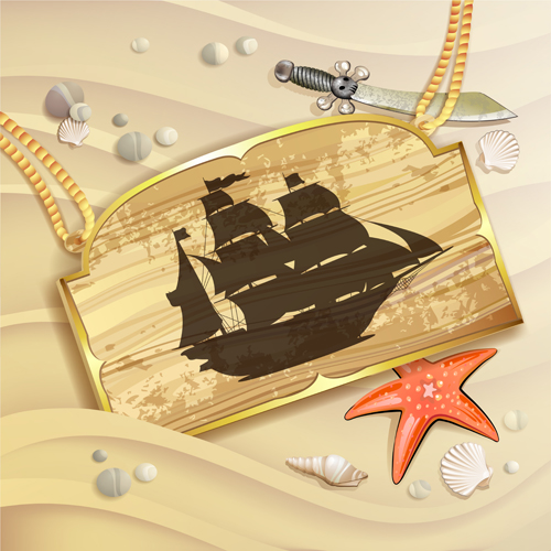 Wooden Pirate Tag vector 01 wooden wood tag pirate   