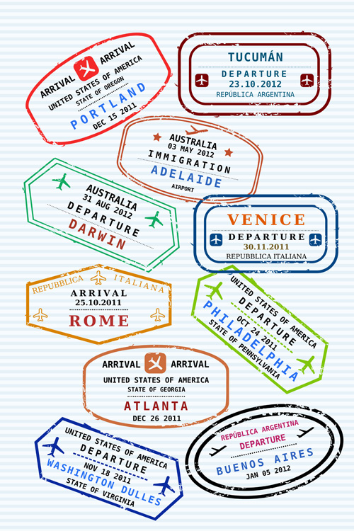 Different passports template vector 01 template vector template stamps stamp Passport stamps passport different   