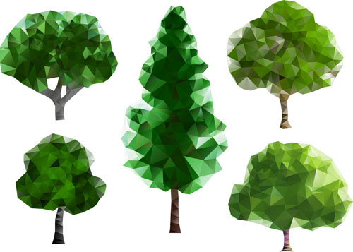 Geometric shapes tree vector illustration 02 tree shapes illustration geometric   