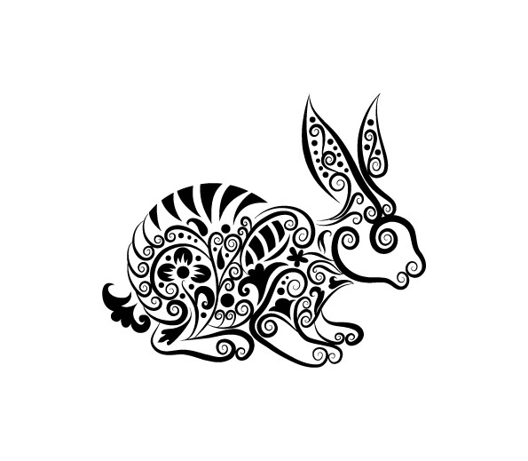 Hand drawn Rabbit Decoration Pattern vector rabbit pattern hand drawn decoration   