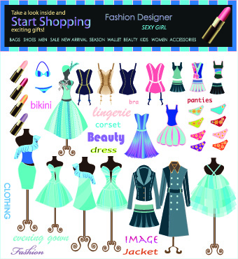 Fashion elements and clothing vector 02 fashion elements fashion elements element   