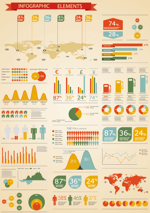 Set of infographics design elements vector 05 infographics elements element   