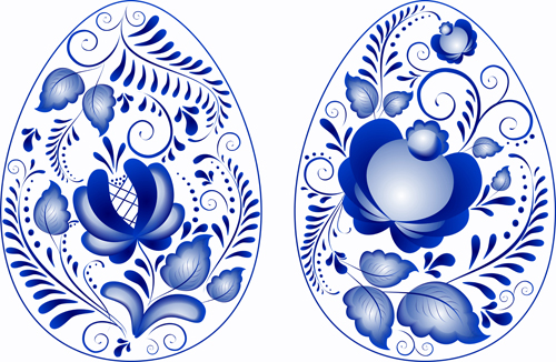 Blue flower easter eggs vector material vector material flower eggs easter egg easter   