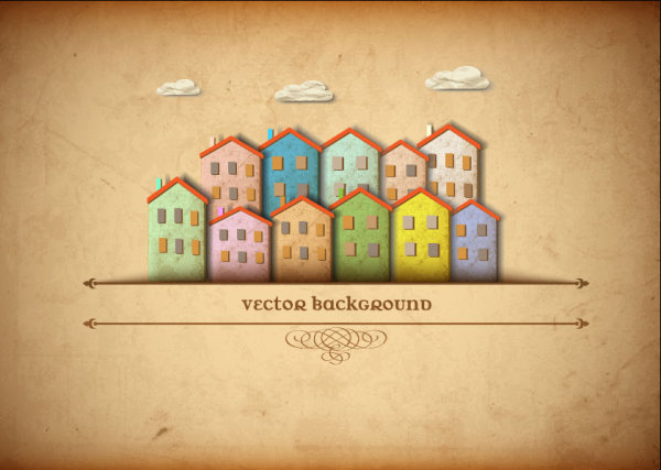 Set of Puzzle House vector background 02 puzzle house   