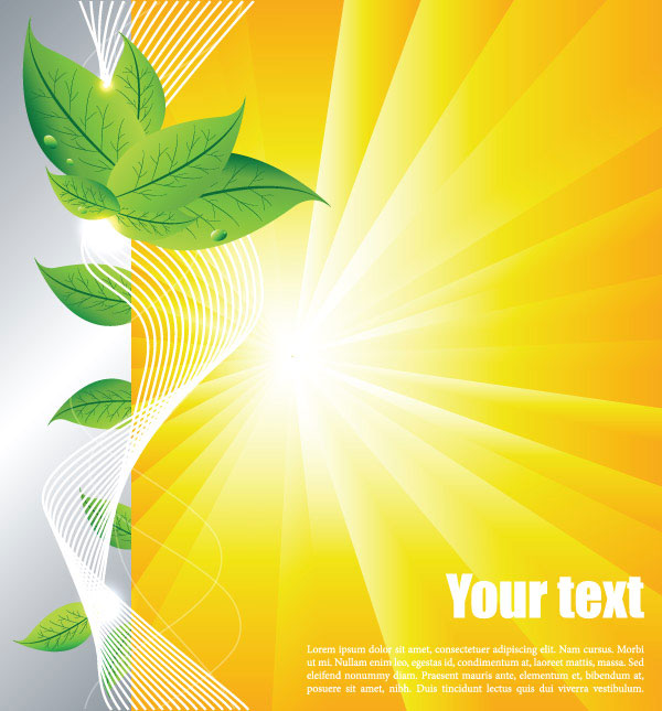 Summer sun and green leaves vector background set 02 sun summer leaves leave green   