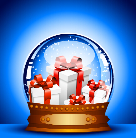2015 christmas gift with crystal ball vector gift crystal ball christmas 2015   