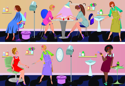 Beauty salon workers design vector 02 worker salon beauty salon beauty   