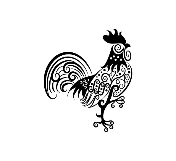 Hand drawn rooster Decoration Pattern vector rooster pattern hand drawn decoration   