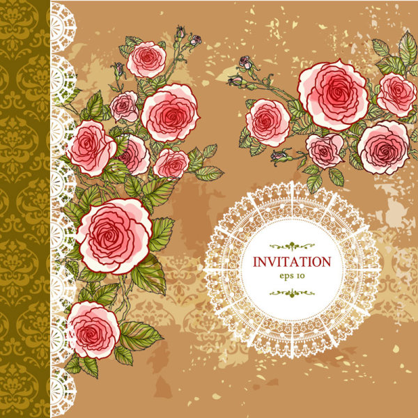 Hand painted rose vector background 01 rose hand painted   
