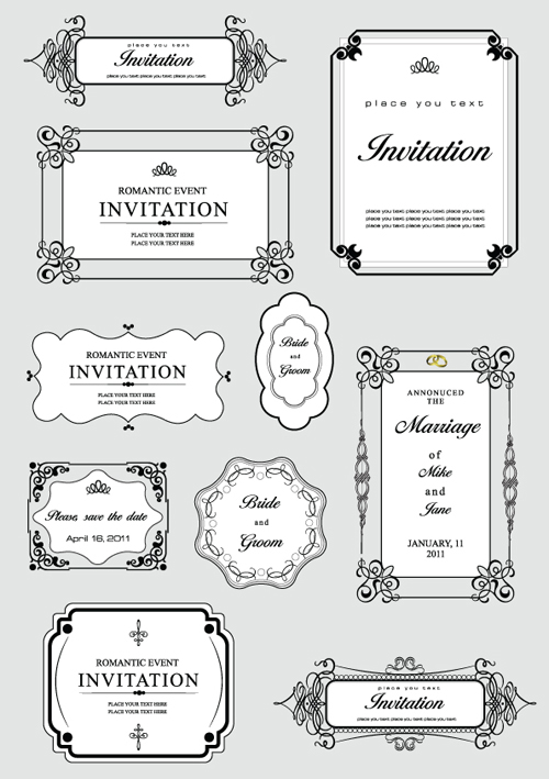 Retro decor Frames design vector 04 Retro font frames decor   