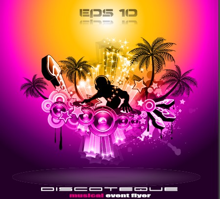 Multicolor of Disco Party Flyer design vector 02 party multicolor flyer disco   