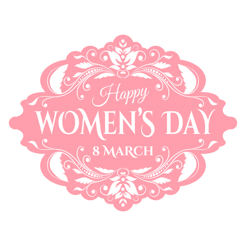 Pink womens day label vectors womens day pink label   