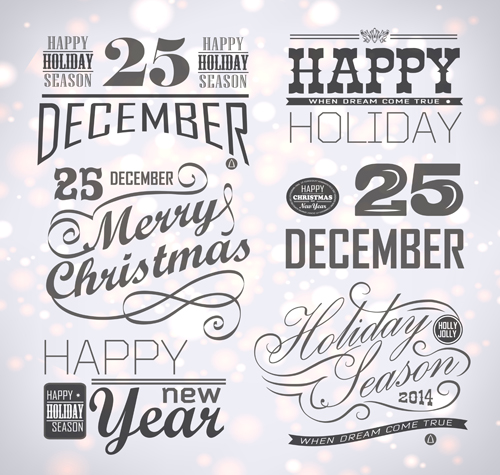 Creative christmas calligraphy design vector set 01 creative christmas Calligraphy font   