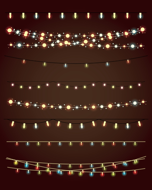 Christmas lights borders design vector 02   