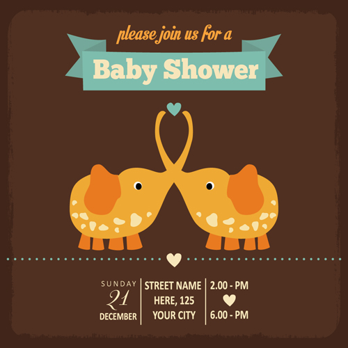 Vintage baby shower Invitation cards vector 03 vintage shower invitation cards card baby   