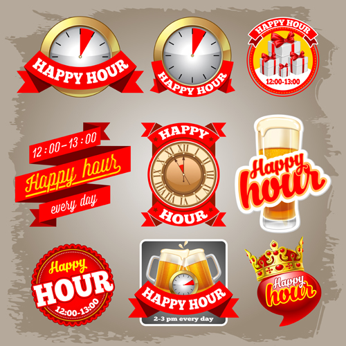 Red beer labels vector material red labels beer   