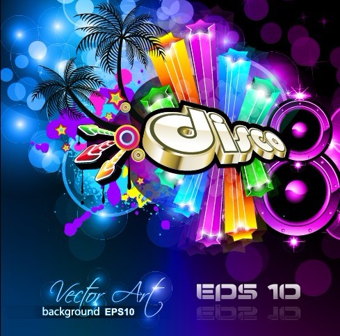 Multicolor of Disco Party Flyer design vector 05 party multicolor flyer disc   