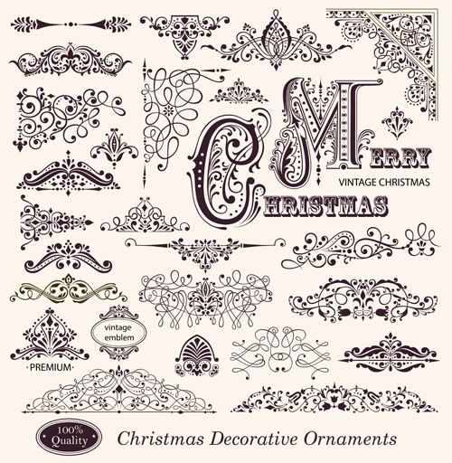 Different Christmas decorative ornaments and labels vector 01 ornaments ornament labels label different decorative christmas   
