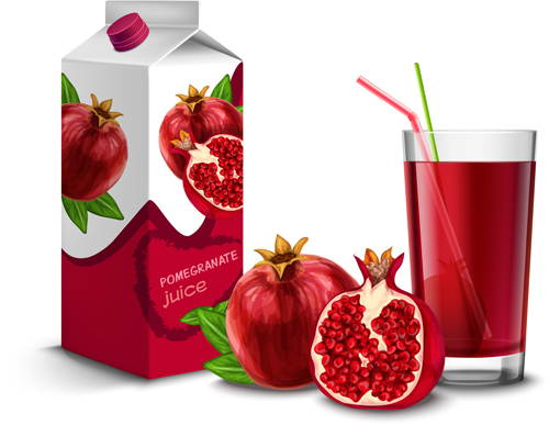 Juice with package and fruit vector set 02 package juice fruit   