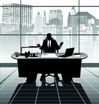 Vector Silhouettes of office work set 04 silhouettes silhouette office work office   