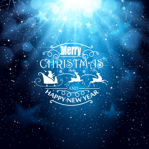 Blue Christmas and New Year greeting card vector year new greeting christmas card blue   