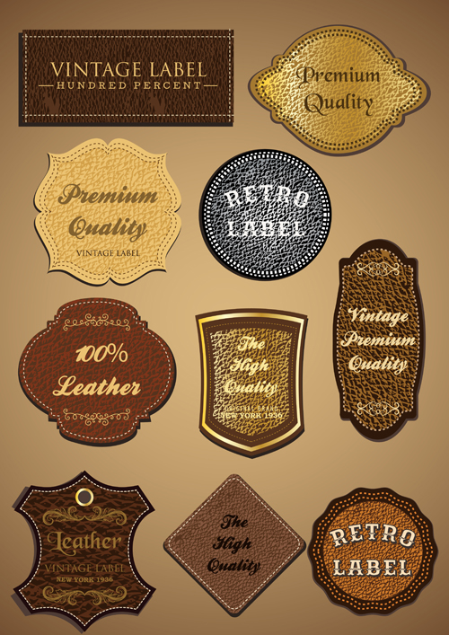 Vintage Leather lables and tags vector set 03 vintage tags leather lables   