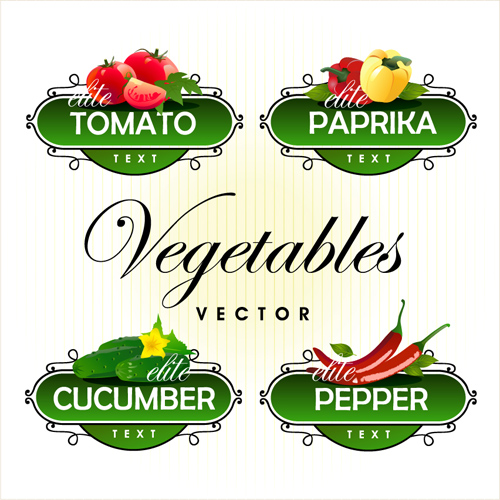 Fruit with vegetables labels design set 01 vegetables labels fruit   