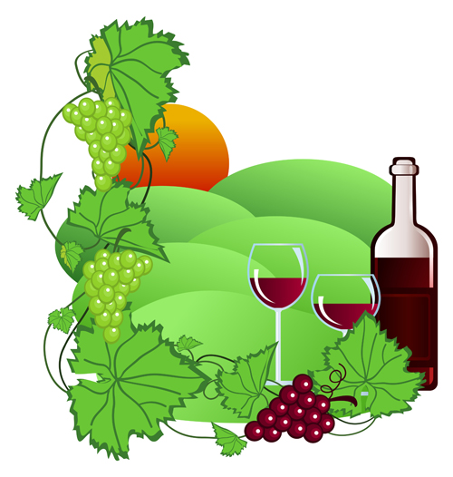 Realistic grapes and wine design vector 05 wine realistic grapes grape   