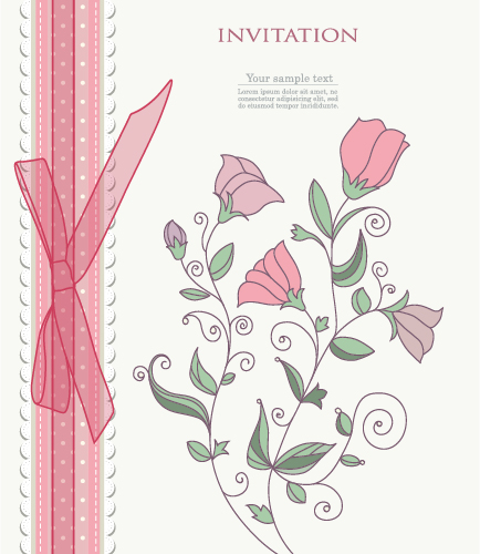 Refreshing lace with floral invitation cards vector 02 refreshing invitation cards invitation floral cards   