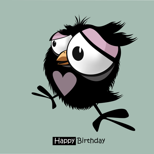Funny cartoon character with birthday cards set vector 18 funny character cartoon birthday cards birthday   