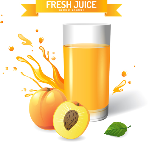 Fresh peach juice creative design vector peach juice apple juice   
