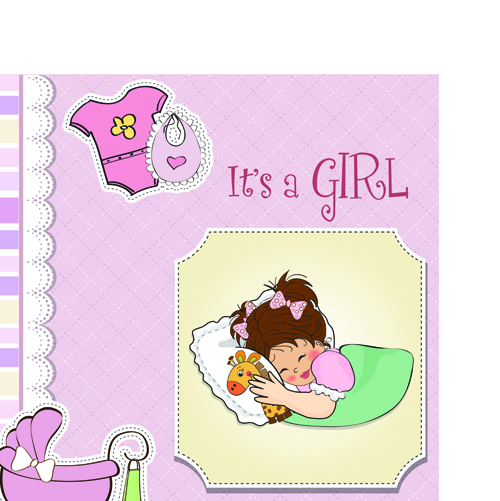 Girls and boys baby vector cards 02 girls cards card boys baby   