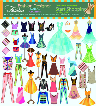 Fashion elements and clothing vector 04 fashion elements fashion elements element   
