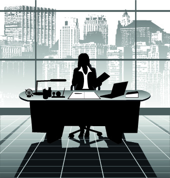 Vector Silhouettes of office work set 05 silhouettes silhouette office work office   