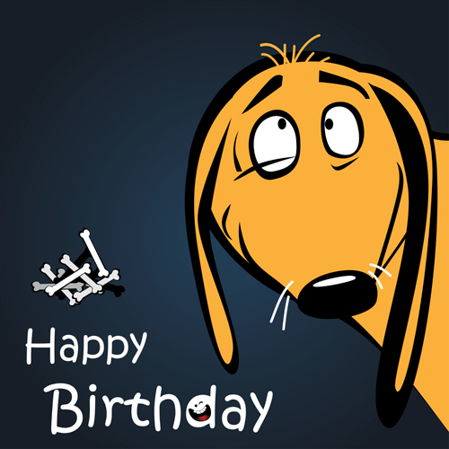 Funny cartoon character with birthday cards set vector 15 funny character birthday cards birthday   