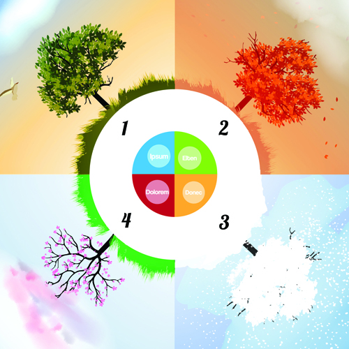 Tree with four seasons vector material 05 vector material tree season four seasons   