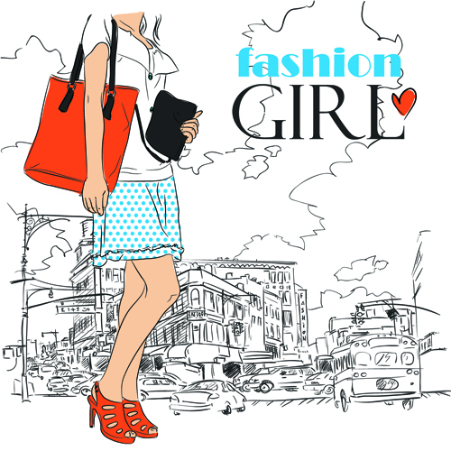 Set of Different Fashion Girl vector 01 girl fashion different   