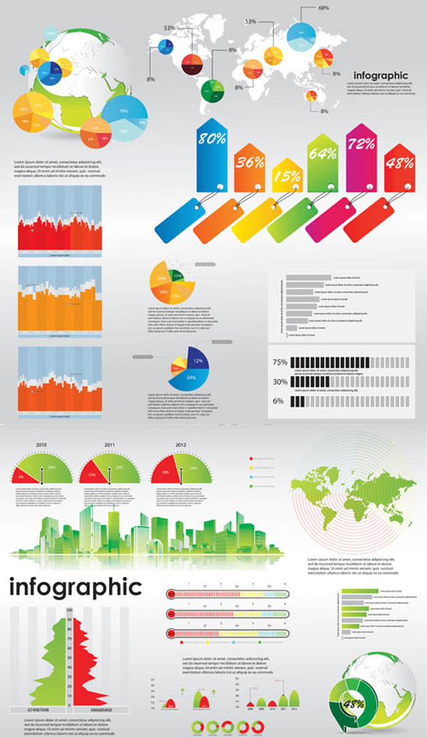 Statistical chart vector art pie chart histogram graph data statistics Data chart annular diagram   