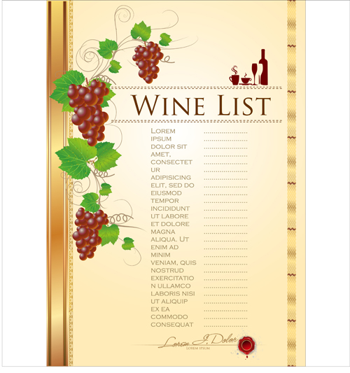 Wine menu list creative vector 01 wine vector menu creative   