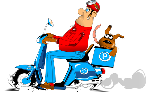 Best pizza delivery cartoon styles vector 04 styles pizza delivery cartoon best   