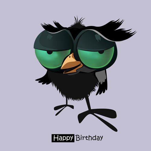 Funny cartoon character with birthday cards set vector 16 funny character cartoon cards birthday cards birthday   