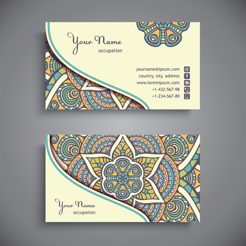 Ethnic decorative elements business card vector 14 ethnic elements decorative business card business   