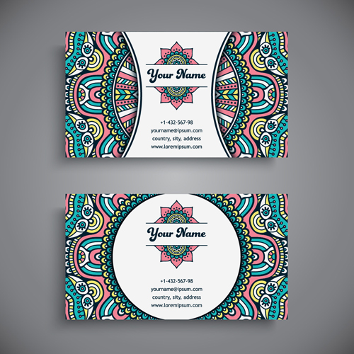 Ethnic decorative elements business card vector 15 ethnic elements decorative business card business   