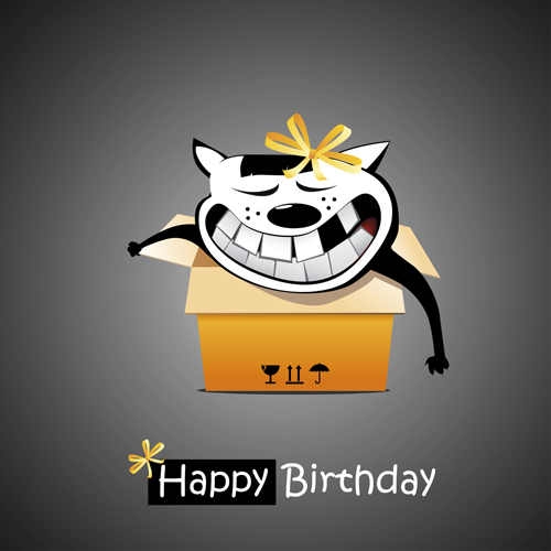 Funny cartoon character with birthday cards set vector 22 funny character cartoon birthday cards birthday   