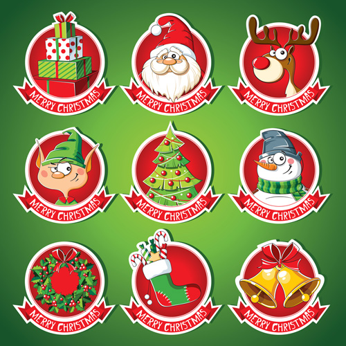 Christmas lables peeling stickers vector 01 stickers peeling lables christmas   