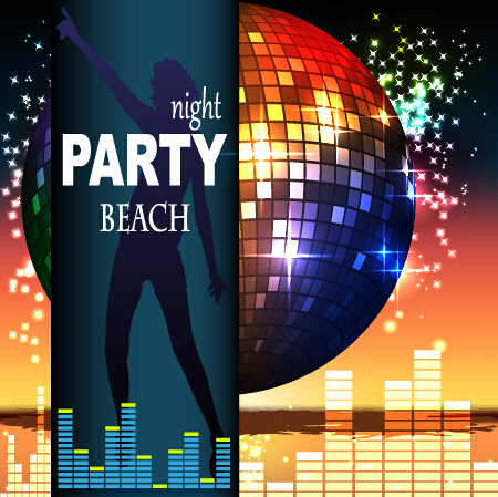 Disco night party neon background vector 05 party night neon disco background   